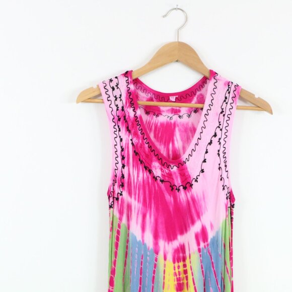 *Flowy Tie-Dye Embroidered Maxi Dress - Picture 2 of 7